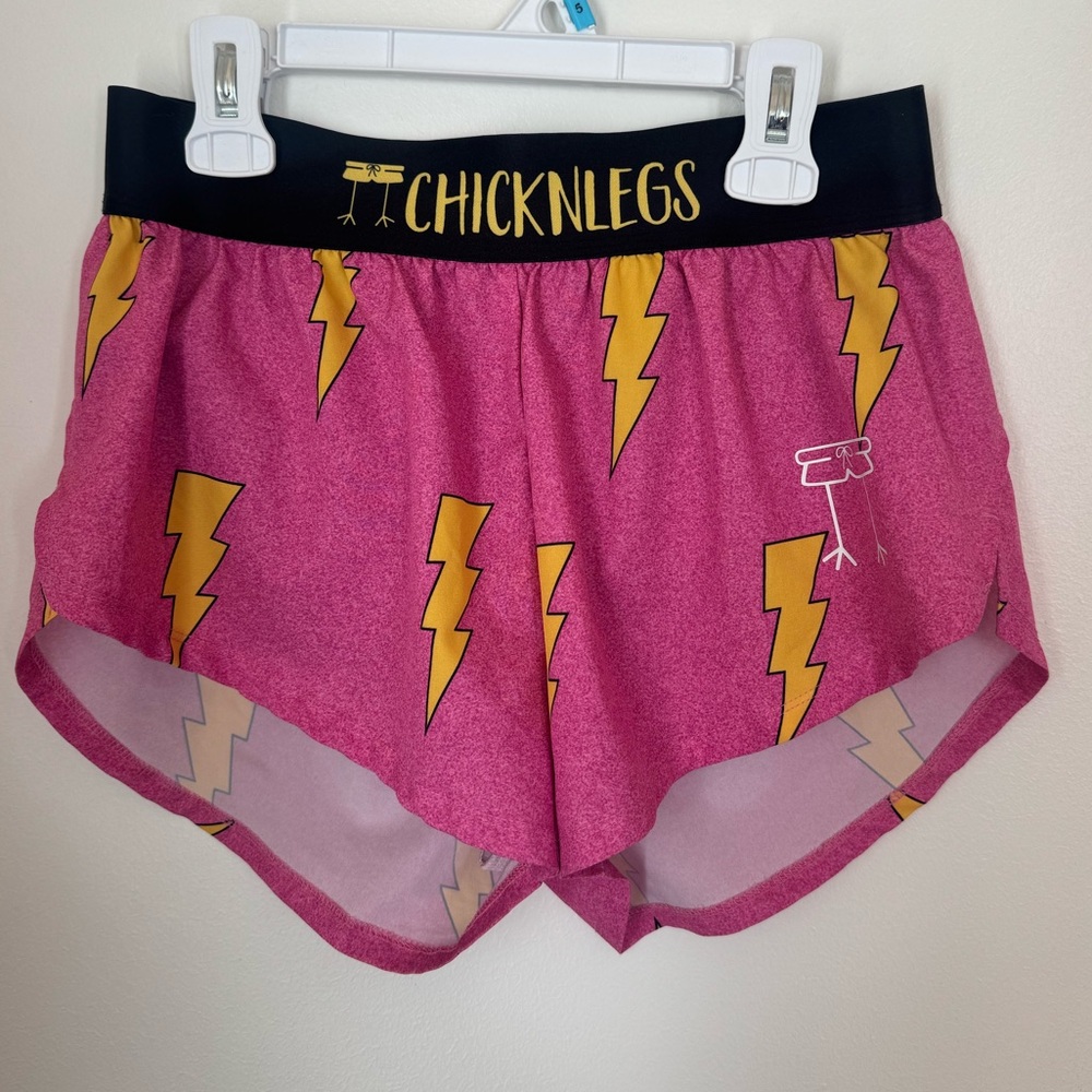 ChicknLegs Pink and Yellow Lightning Run Shorts
